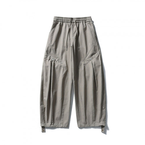 Unisex Weite Cropped Cargo-Hose mit Tunnelzugbund, multifunktionalen Pattentaschen und verstellbaren Beinriegeln Drune