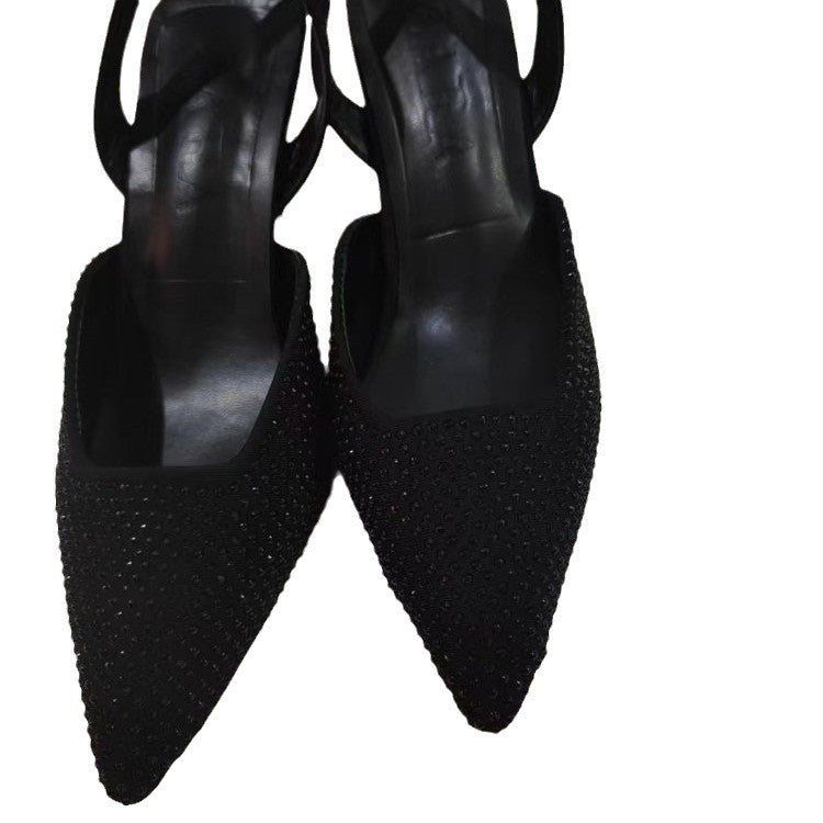Damen Slingback-Pumps mit funkelndem Strass-Akzent und elegantem spitzem Design Drune