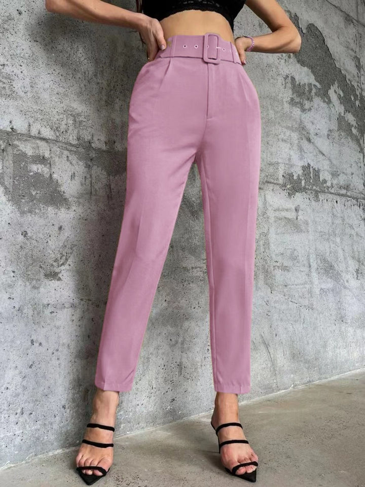 Damen weite Hochbundhose mit schickem Gürtel Drune