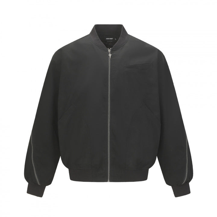 Unisex Boxy-Bomberjacke mit durchgehendem Reißverschluss, geripptem Saum und Brust‑Welttasche Drune