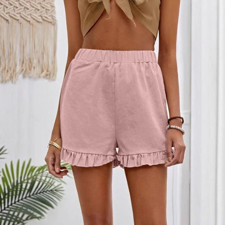 Damen Shorts mit Rüschendetails und Elastischem Bund Drune