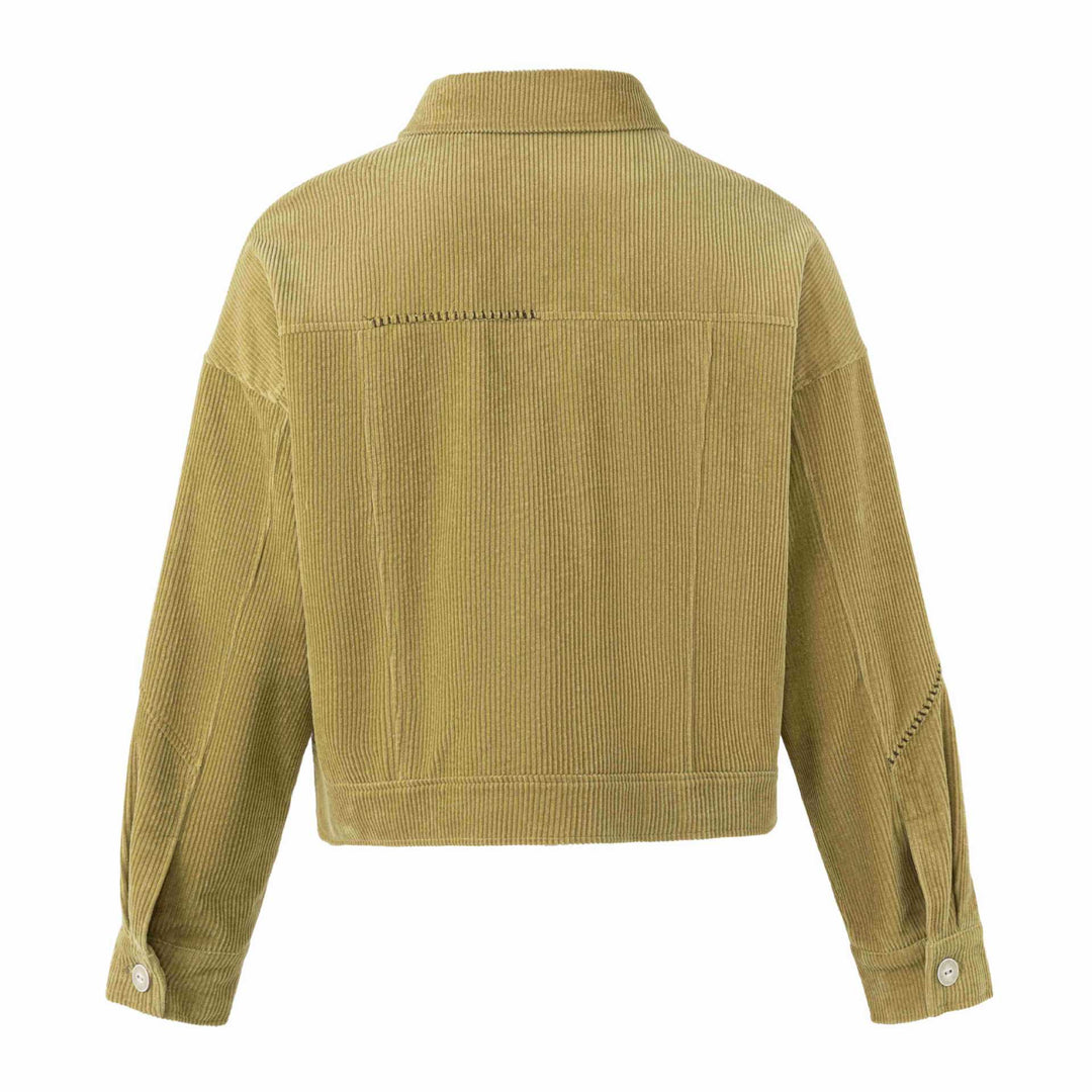 Damen Kurz geschnittene Cord‑Truckerjacke im Boxy‑Cut mit Pattentaschen Drune