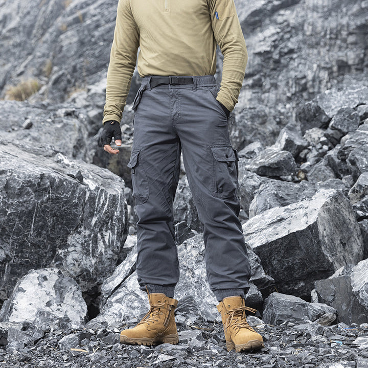 Herren technische Utility-Cargohose mit integriertem Webgürtel, Reißverschlusstaschen und verstellbaren Beinabschlüssen Drune