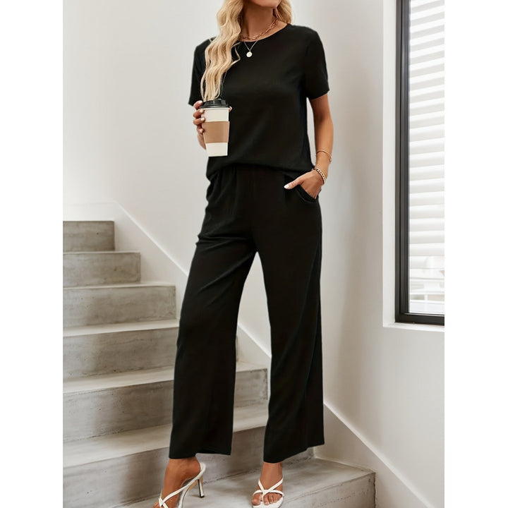 Damen Kurzarm-Overall mit Rüschendetails und Bindegürtel Drune