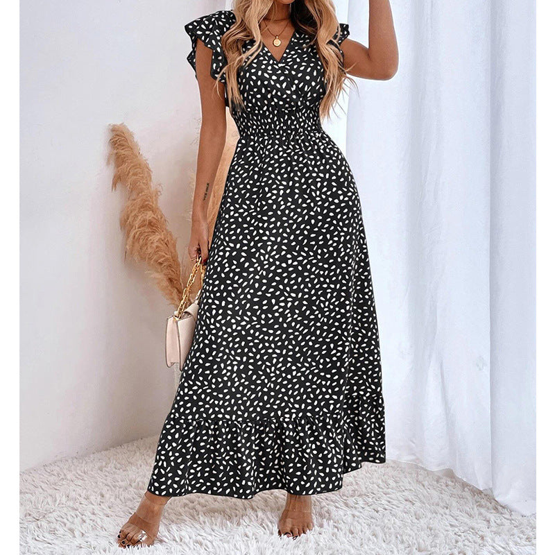 Damen Maxikleid mit lässigen Volantärmeln und elegantem Rüschenabschluss Drune