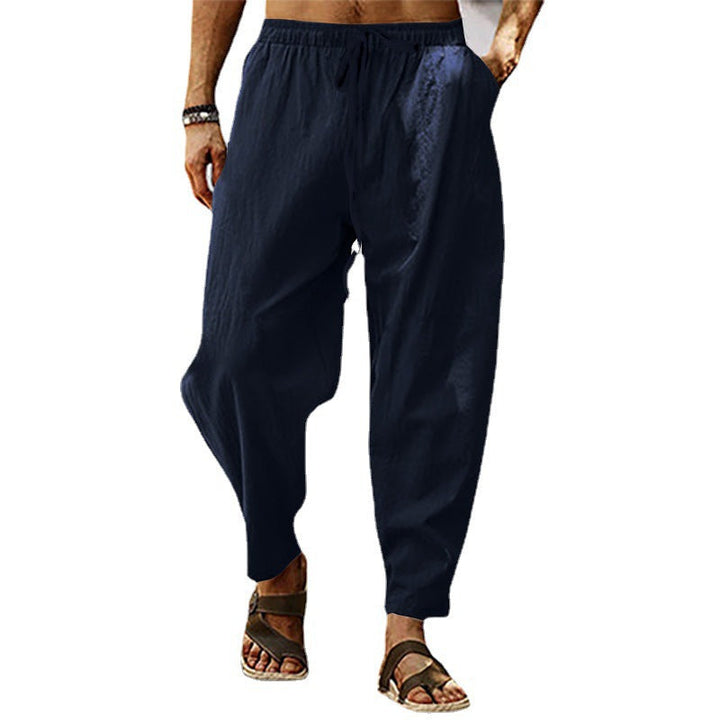 Herren nan lockere Sommer-Slouch-Hose aus Leinenmix mit elastischem Bund und konischem Knöchelabschluss Drune
