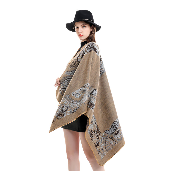 Damen Jacquard-Überwurf mit Paisley-Muster und offenem Kimono-Fall Drune