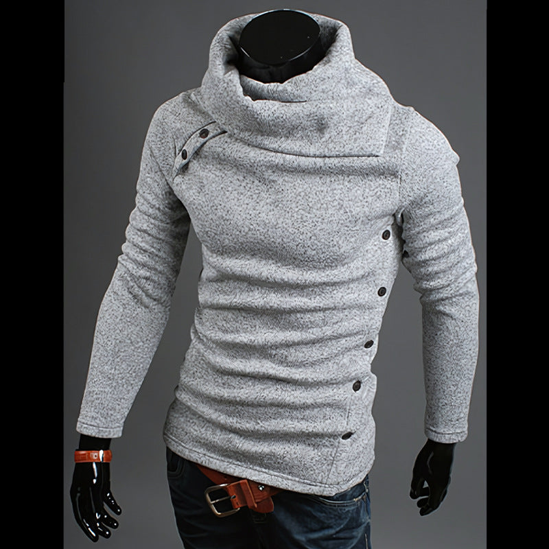 Herren nan Strickpullover mit großem Schalkragen, asymmetrischer Knopfleiste und schmaler Silhouette Drune