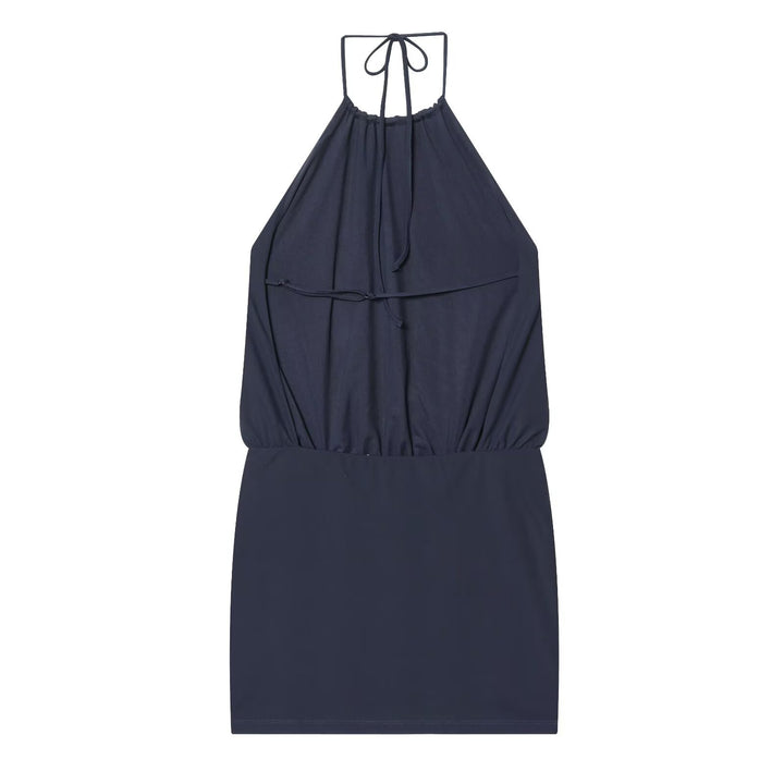 Damen luftiges Halterneck-Kleid mit elastischem Taillenbund Drune