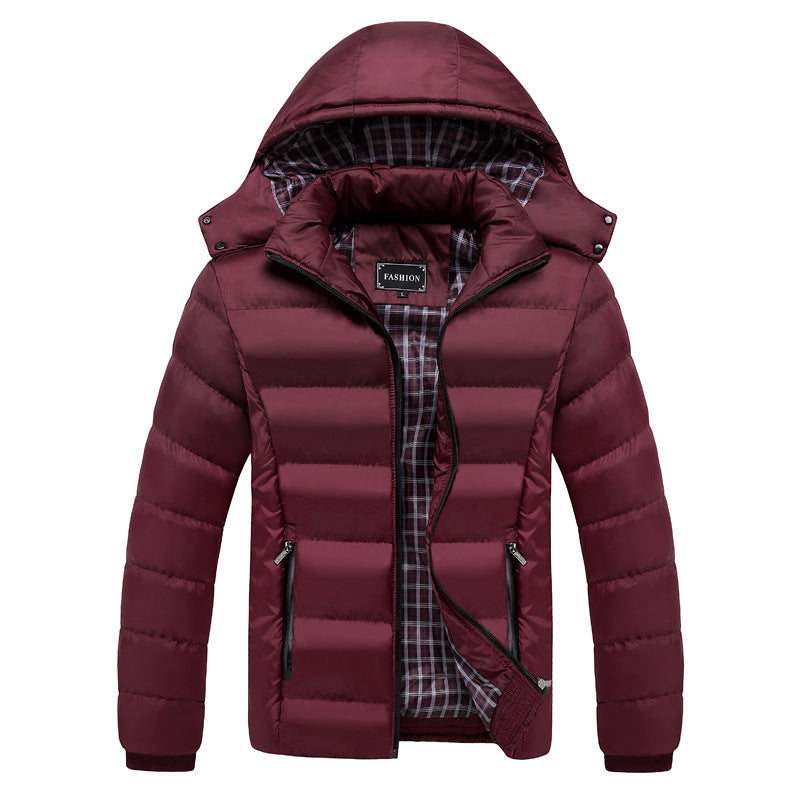 Herren Ultraleichte Pufferjacke mit Thermosteppung, Kapuze und kariertem Innenfutter Drune