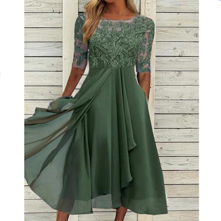 Festliches Maxikleid mit Spitzenbesatz für Damen | Drune