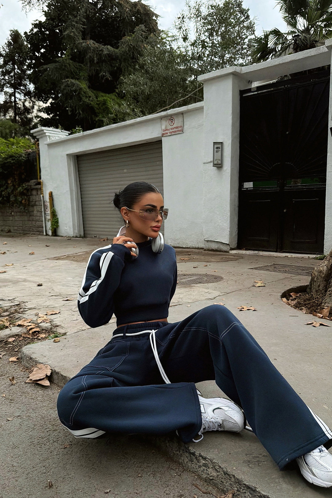 Damen lässiges Crop-Set aus bequemer Baumwolle Drune