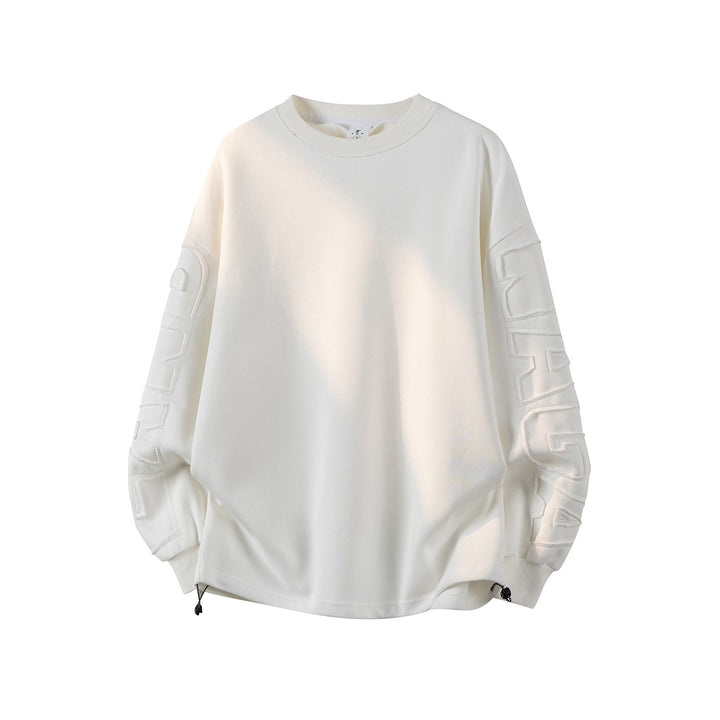 Damen Oversize-Sweatshirt mit gesticktem Schriftzug, abgerundetem Saum & überschnittener Schulter Drune