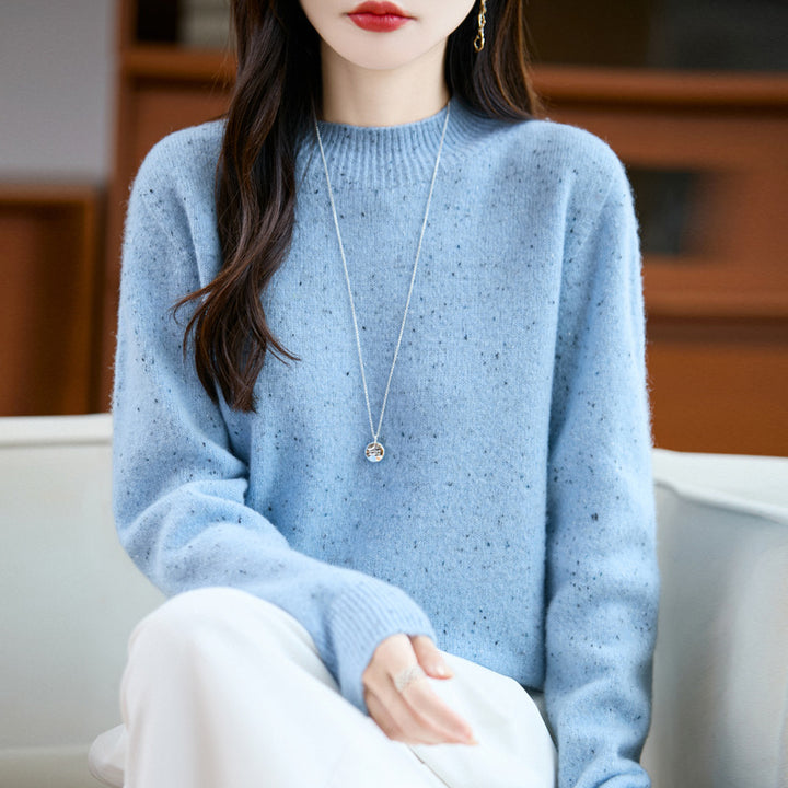 Damen Mélange-Feinstrickpullover mit kurzem Stehkragen und lockerer Silhouette Drune