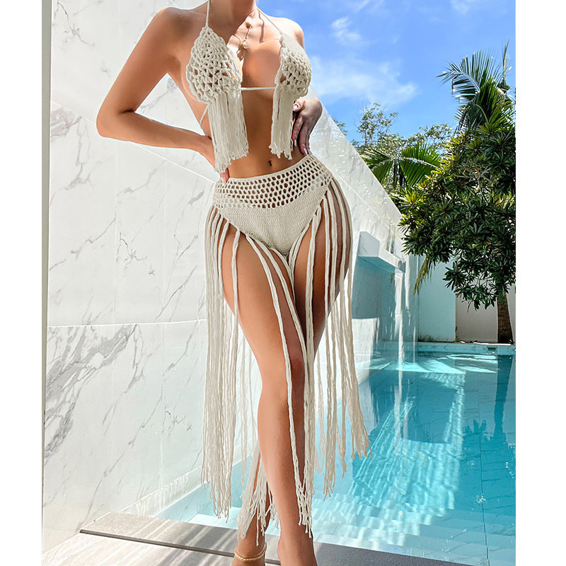 Damen Häkel-Bikini-Set mit fransigen Akzenten und einzigartigem Schnitt Drune