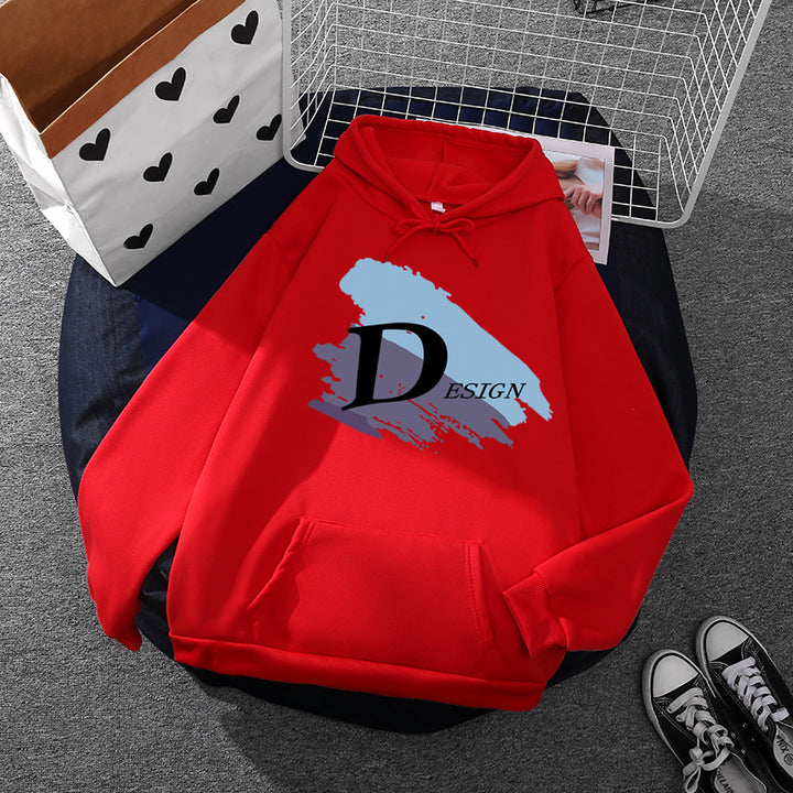 Unisex nan lässiger Kapuzenpullover mit großflächigem Pinsel-Logo, Kängurutasche und verstellbarer Kapuze Drune