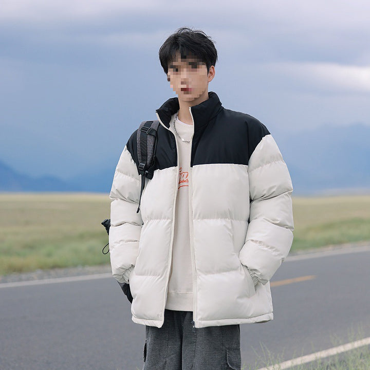 Herren Oversize-Steppjacke mit Colourblock-Schulter, hoher Stehkragen & windabweisender Wattierung Drune