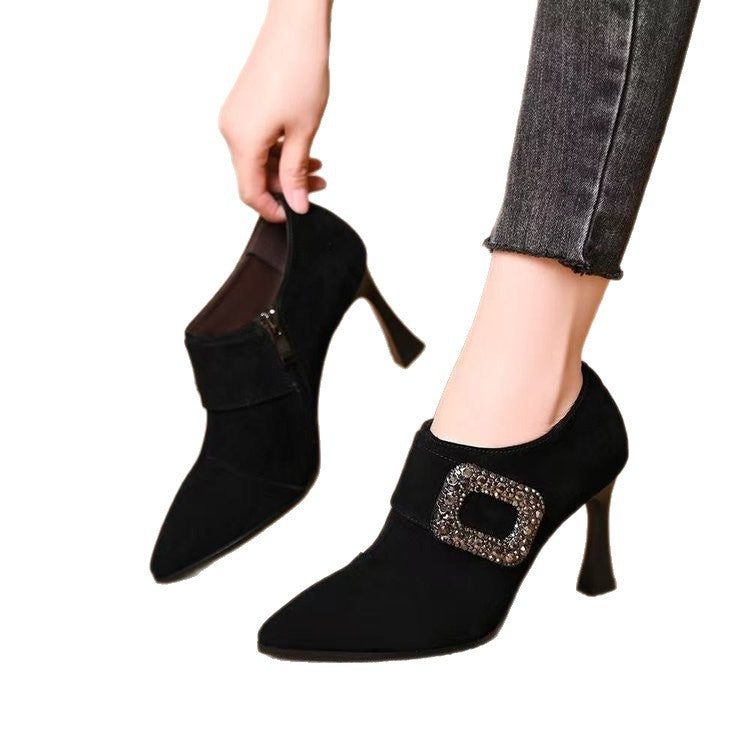 Damen Elegante Stiefeletten mit Glitzerakzenten Drune