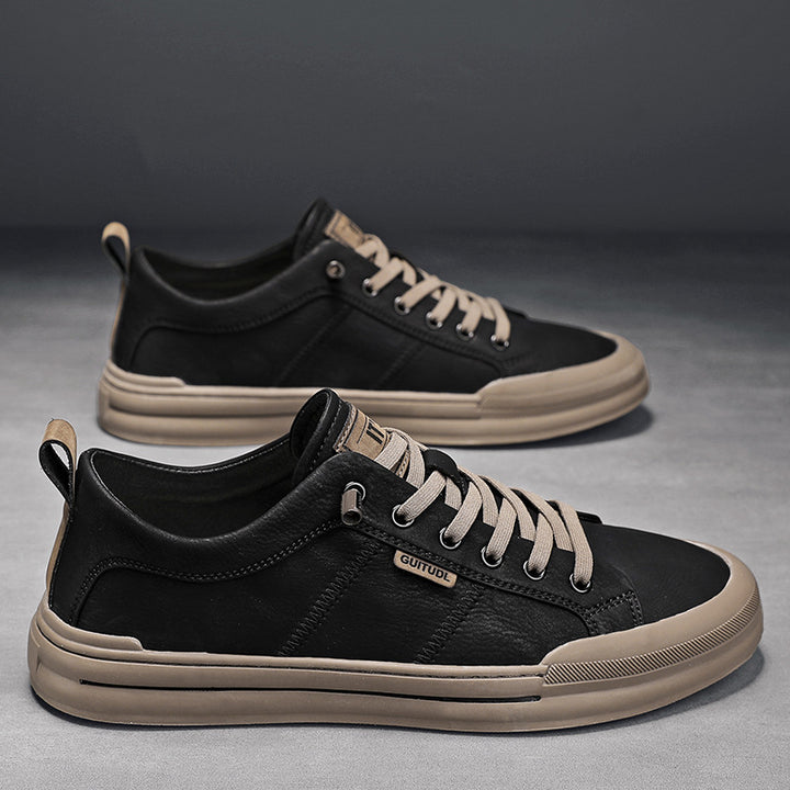 Herren Lässige Leder-Sneaker mit gepolstertem Knöchelkragen und robuster Gummisohle Drune
