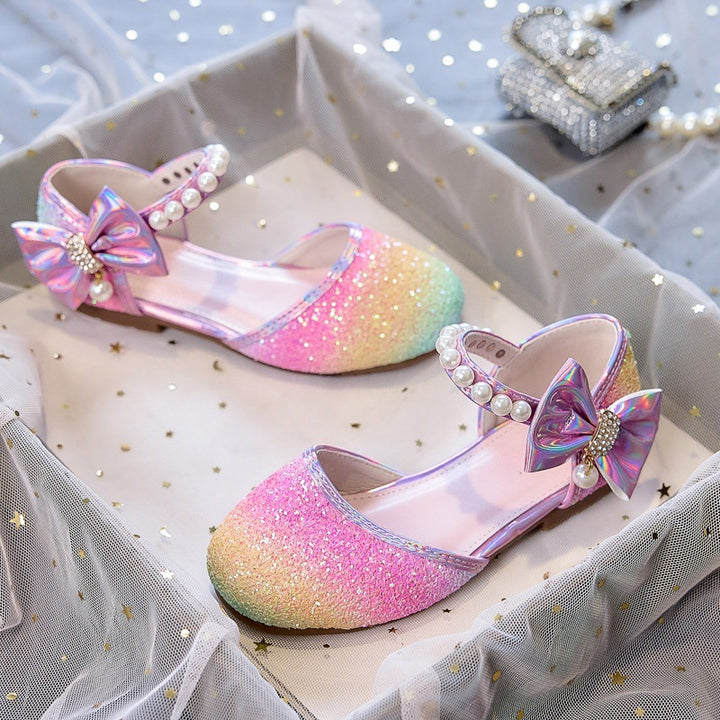 Mädchen Glitzernde Ballerinas mit Perlen und Schleifenakzent Drune