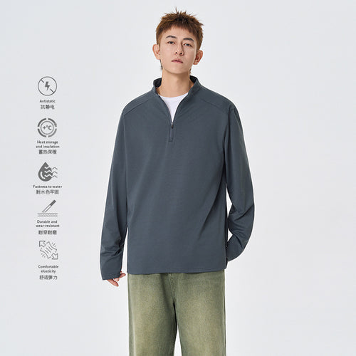 Herren Atmungsaktives Halfzip-Funktionsshirt mit Stehkragen, Waffelstruktur und schnelltrocknender Mikrofaser Drune