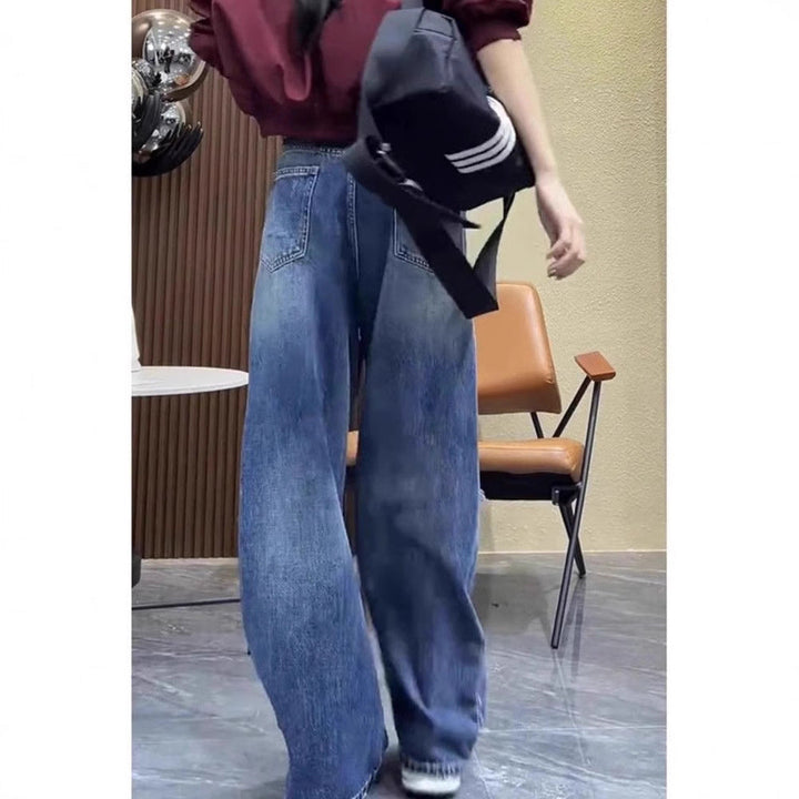 Damen Baggy-Jeans mit modischen Rissdetails und hohem Taillenbund Drune