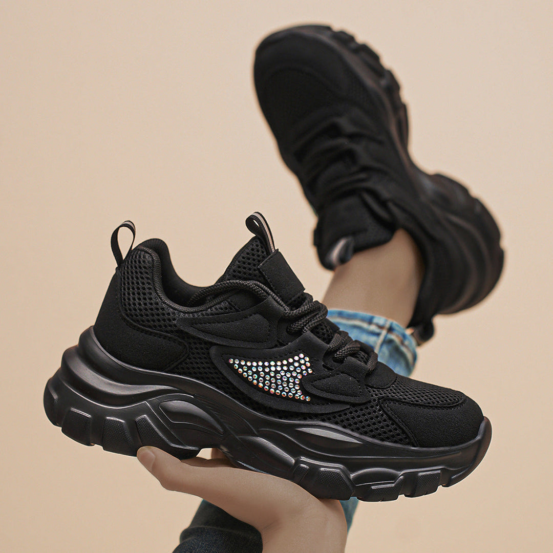 Damen Sportliche Sneakers mit Glitzerdetails und atmungsaktivem Obermaterial Drune