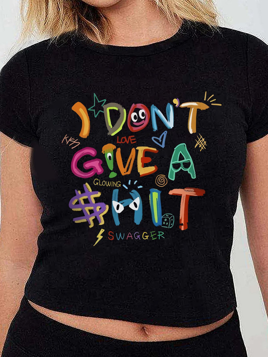 Damen Crop-T-Shirt mit inspirierendem Statementdruck Drune