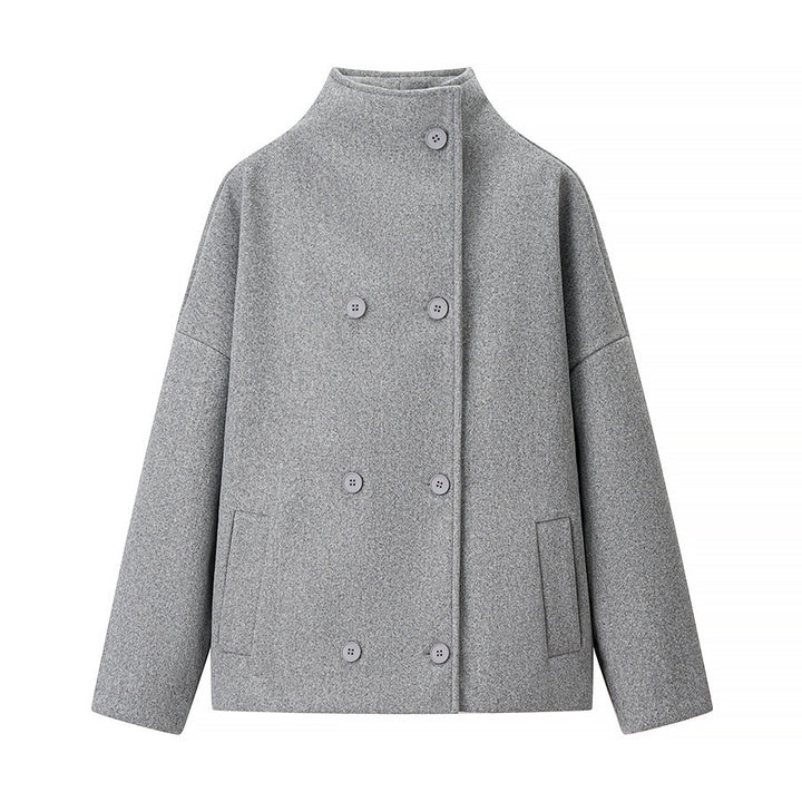 Damen Boxy Wollmix-Cabanjacke mit Stehkragen und überschnittenen Schultern Drune
