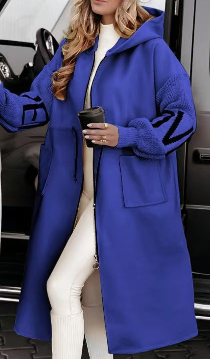 Damen nan Kapuzenmantel mit oversized Schnitt, gestrickten Ärmelbündchen und aufgesetzten Taschen Drune