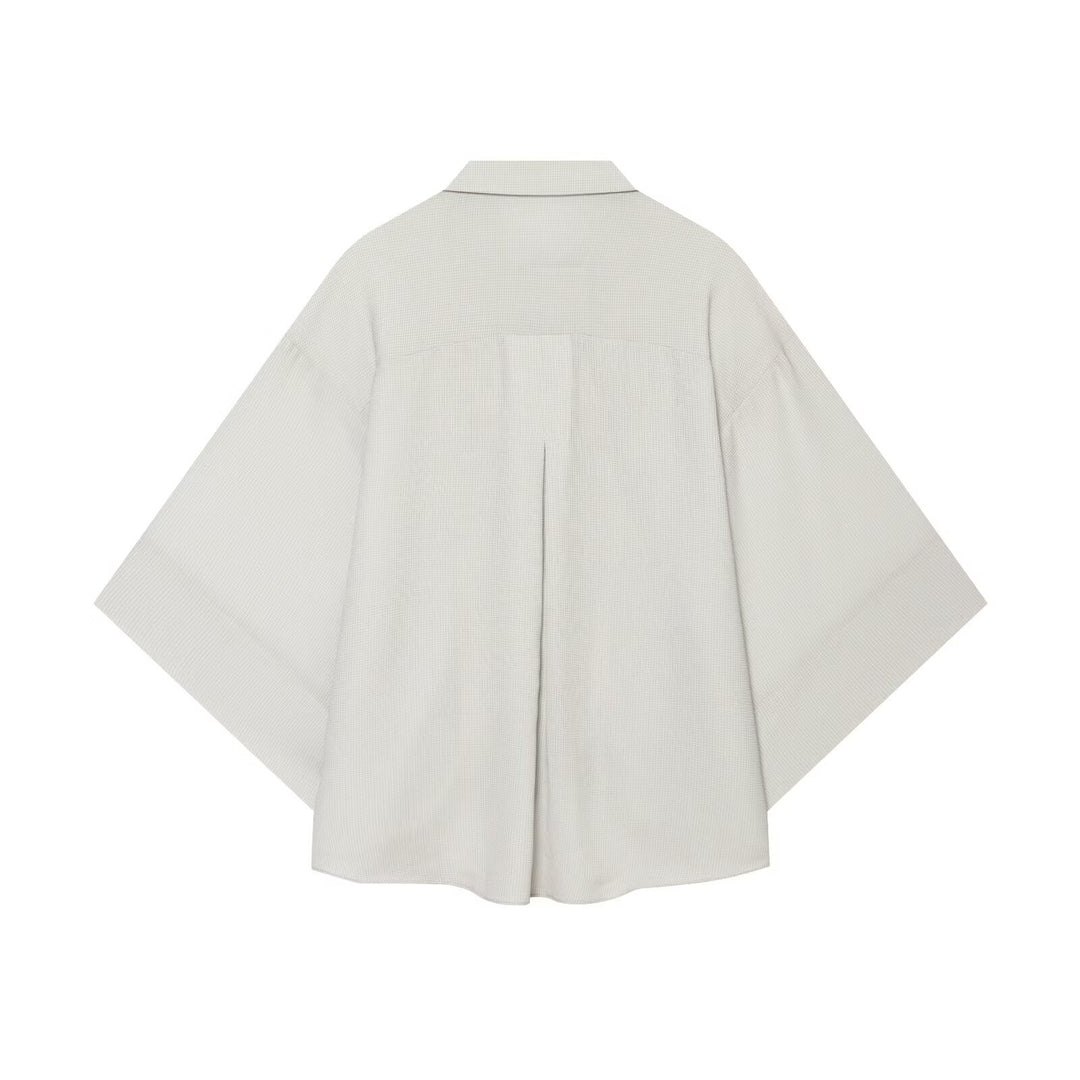 Damen Oversize-Bluse mit kastigem Schnitt und kurzen Fledermausärmeln Drune