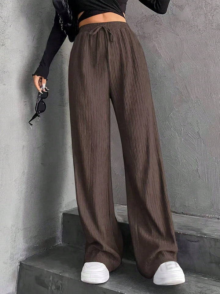 Damen weite Pünktchenhose mit elastischem Bund und schickem Plissée Drune