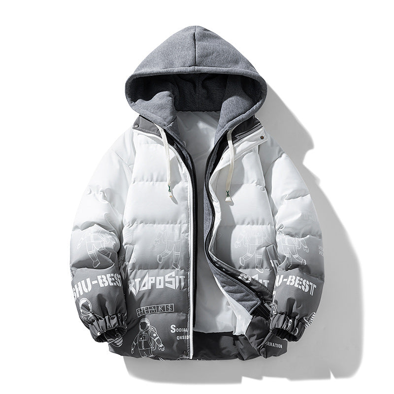 Herren Stepp-Winterjacke mit Kapuze und Printdetails Drune