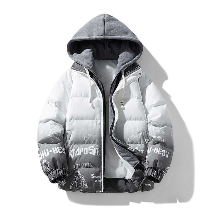 Herren Stepp-Winterjacke mit Kapuze und Printdetails Drune