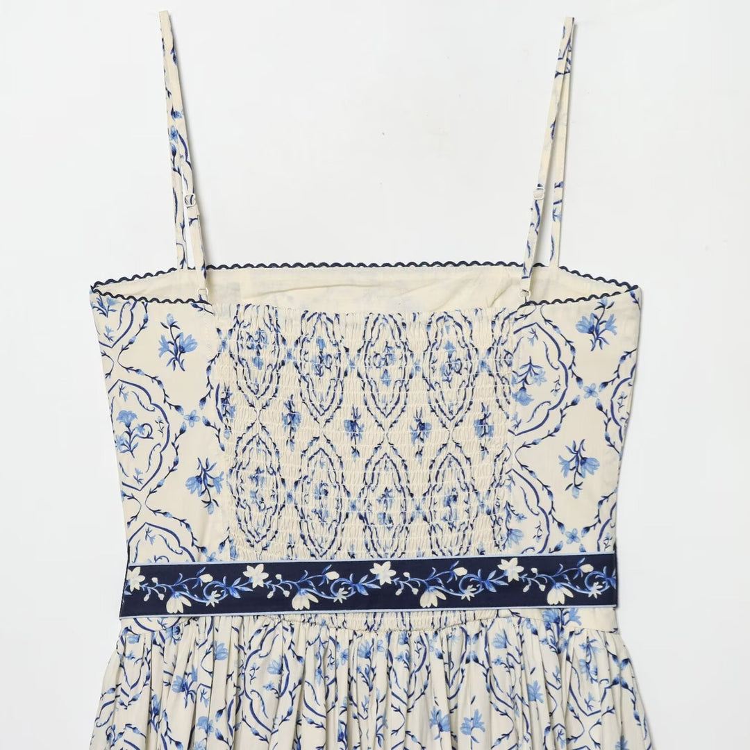 Damen Maxikleid mit floralem Muster und verstellbaren Spaghetti-Trägern Drune