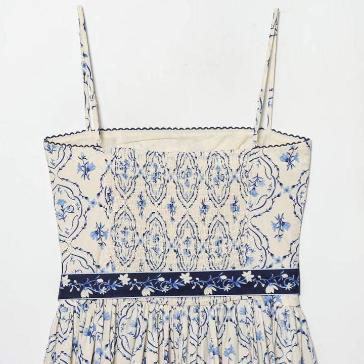 Damen Maxikleid mit floralem Muster und verstellbaren Spaghetti-Trägern Drune