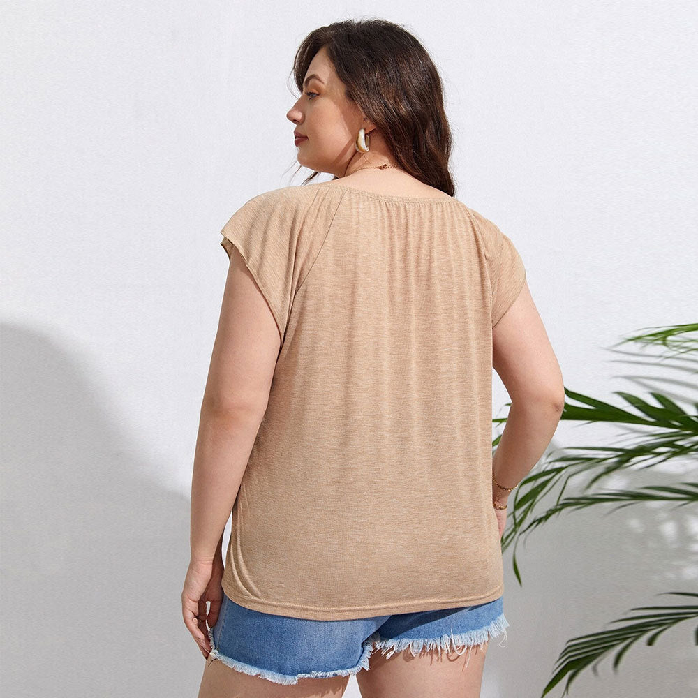 Damen lässiges Viskose-Oberteil mit lässigem Schnitt und elegantem V-Ausschnitt Drune
