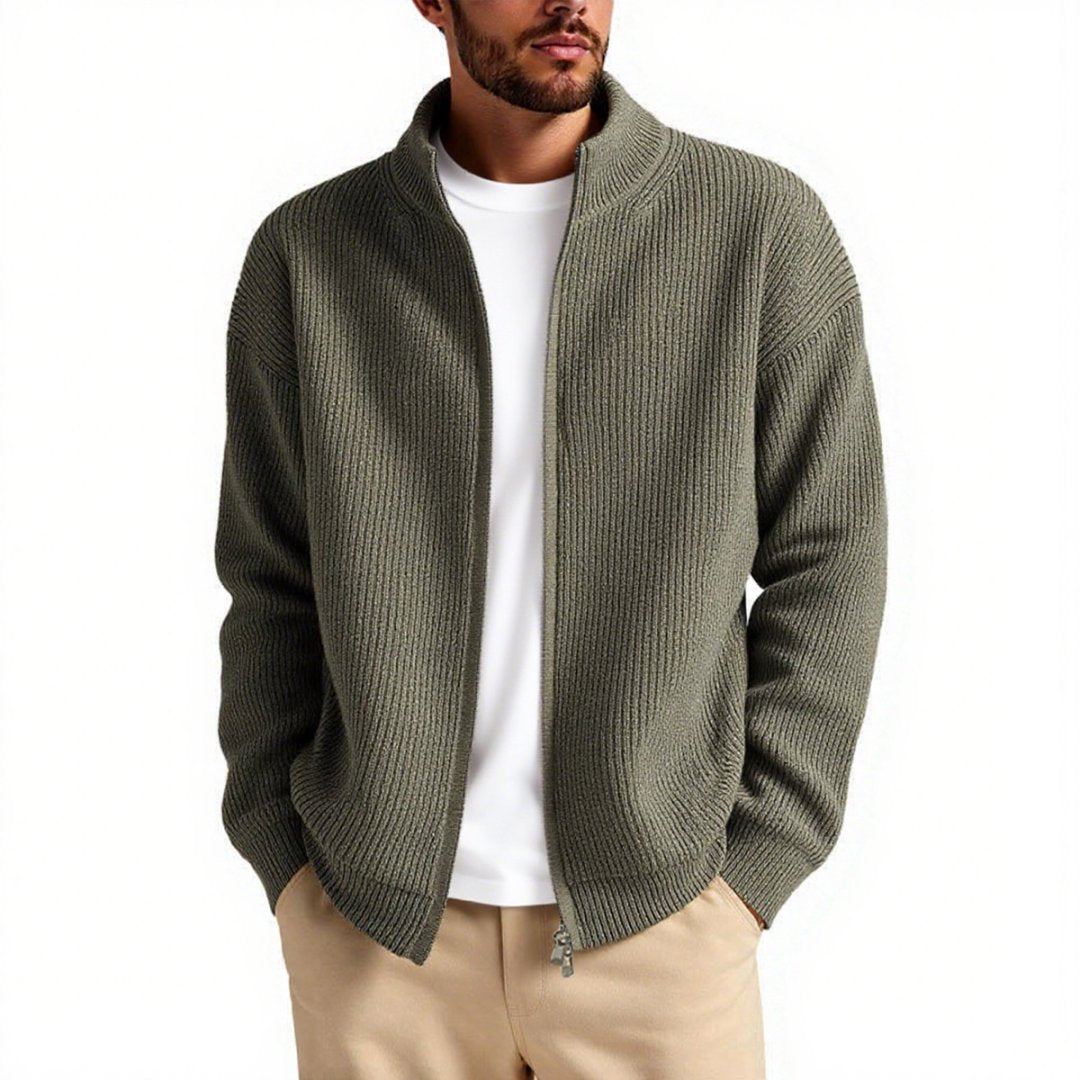 Herren Strickjacke mit hohem Kragen und praktischem Reißverschluss Drune