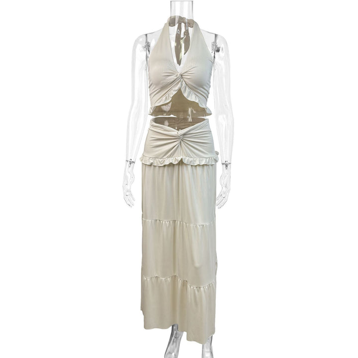 Damen Maxi-Rock mit croptop Design und Rüschendetails Drune