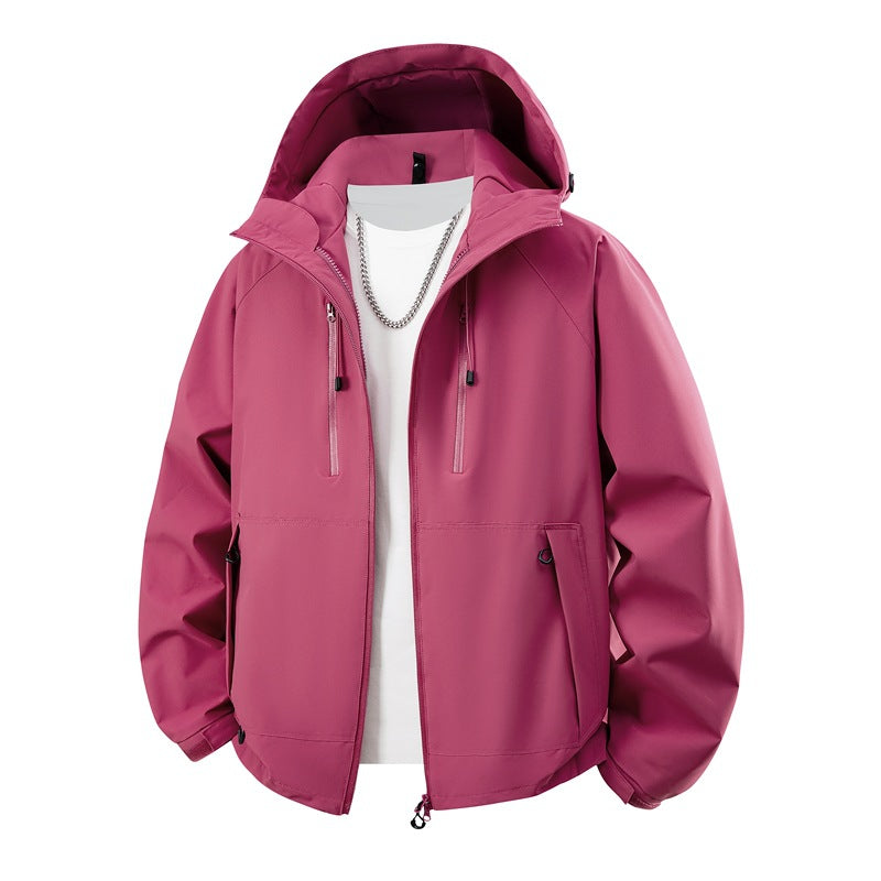Herren matte Softshell-Kapuzenjacke mit verschweißten Nähten, Zweiwege-Reißverschluss und verstellbarem Kordelsaum Drune