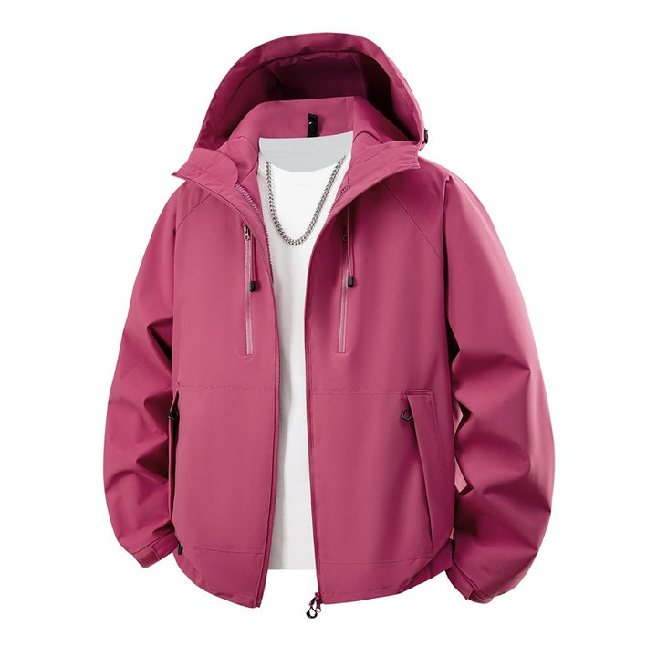 Herren matte Softshell-Kapuzenjacke mit verschweißten Nähten, Zweiwege-Reißverschluss und verstellbarem Kordelsaum Drune