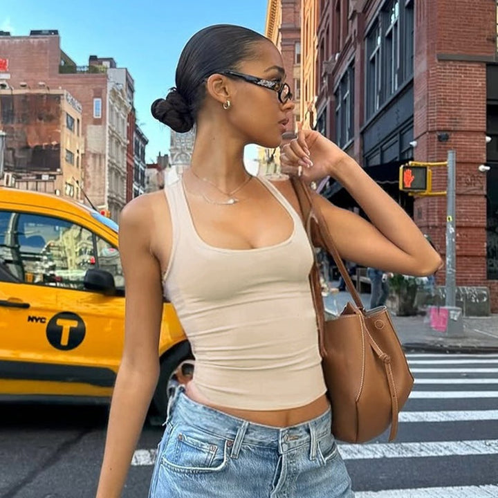 Damen Sportliches Tanktop mit breiten Trägern Drune