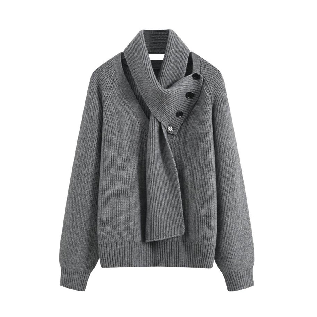 Damen Grobstrickpullover mit asymmetrischem Kragen Drune