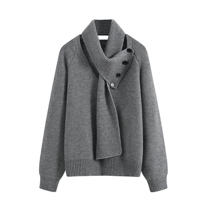Damen Grobstrickpullover mit asymmetrischem Kragen Drune