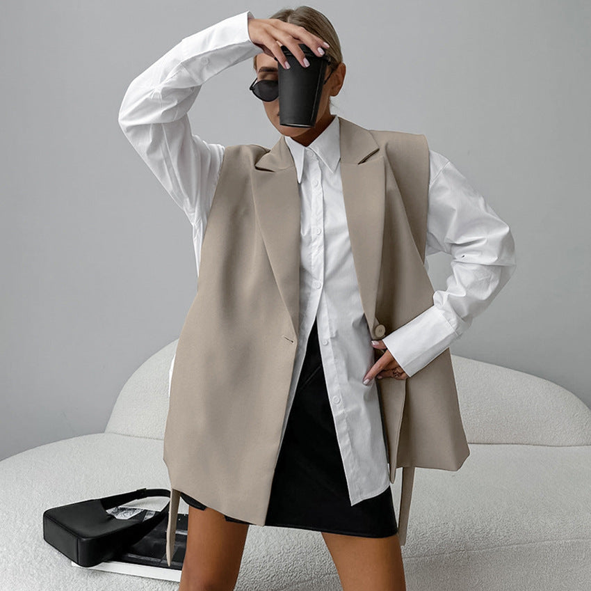 Damen Oversized Weste mit lässigem Schnitt und eleganten Details Drune