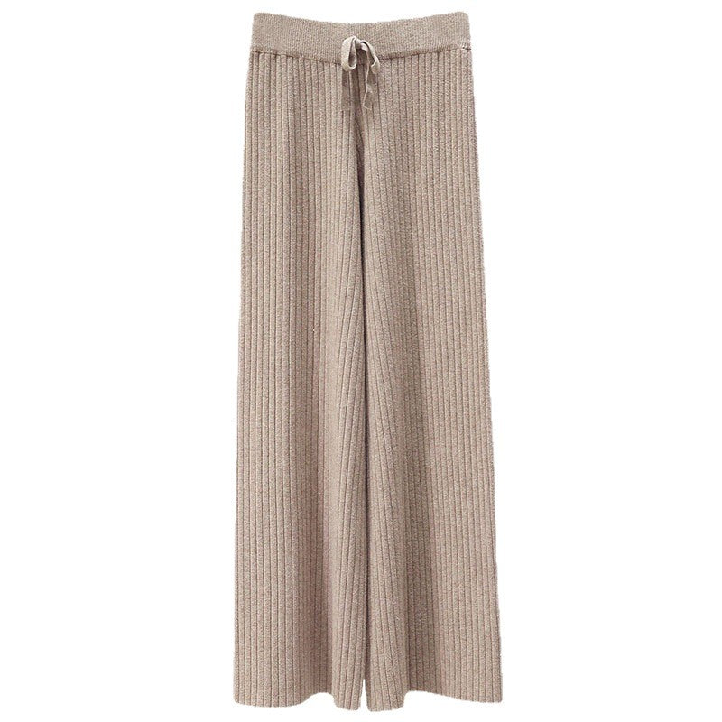 Damen Bequeme Rippstrickhose mit Kordelzug Drune