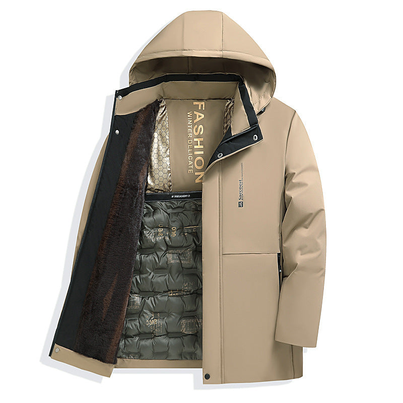 Herren Warm gefütterte Steppjacke mit Kapuze Drune