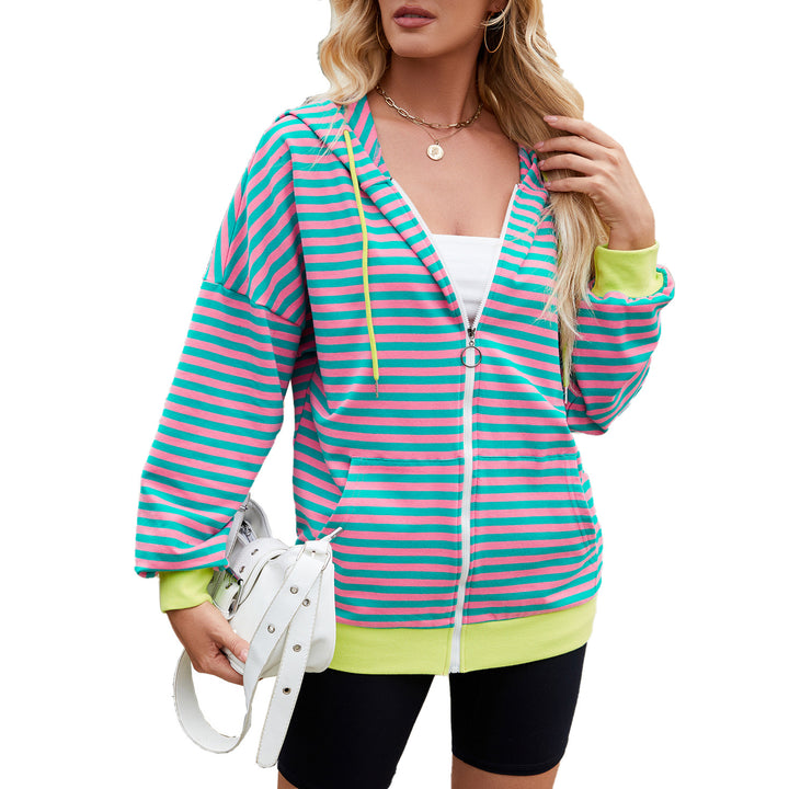 Damen lässiger Freizeit Hoodie mit modischen Streifen und praktischen Taschen Drune