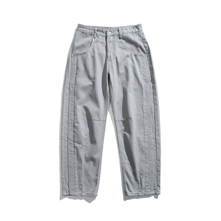 Damen Utility-Hose mit hoher Taille, geradem Bein und Ziernähten Drune