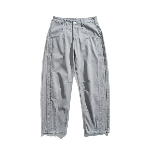 Damen Utility-Hose mit hoher Taille, geradem Bein und Ziernähten Drune